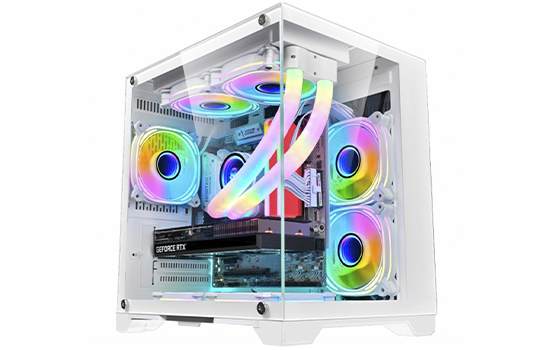 Gabinete Gamer K-MEX Space Aqua White, Mini Tower, Vidro Temperado